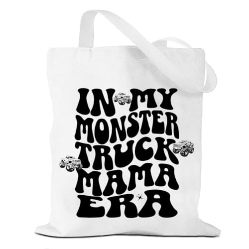 Henhesaha Mama Tote Bag – Canvas Family Organizer Tote, Reusable Grocery & Beach Bag (Truckmama01)
