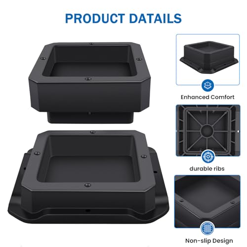 Heavy-Duty 1-Inch Furniture & Bed Risers with Non-Slip Rubber Pads, 4-Pack