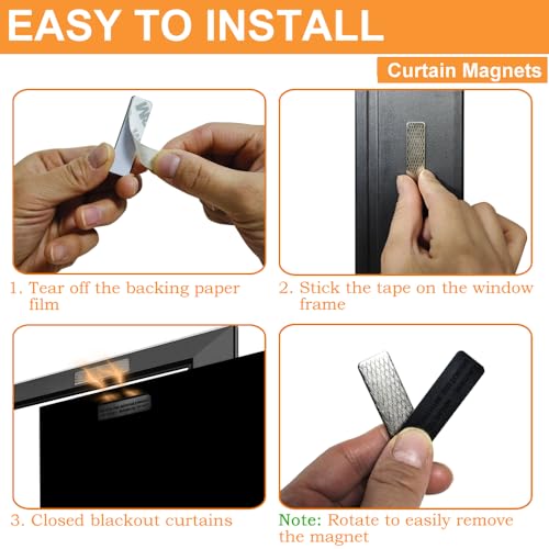 12 Pairs Curtain Magnets Closure with Adhesive for Blackout Curtains