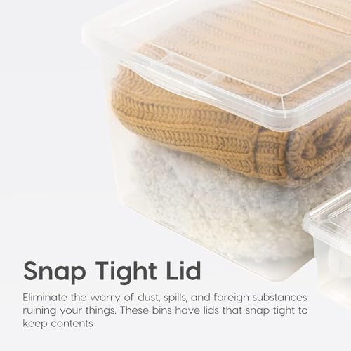 Clear Storage Bins with Lids 6-Quart 6-Pack Stackable Plastic Containers