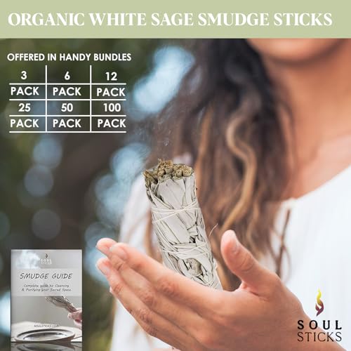Organic White Sage Smudge Sticks 4-Inch Bundle for Home Cleansing Rituals