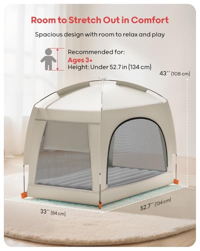Portable Inflatable Kids Air Mattress with Pop-Up Tent - Travel Toddler Bed