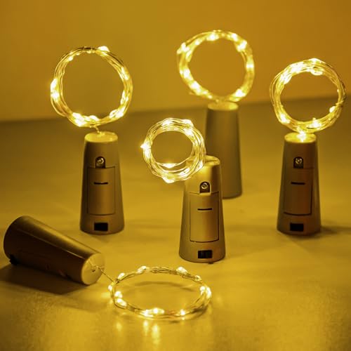 10-Pack Warm White LED Wine Bottle Cork Lights - 7ft Fairy String Lights