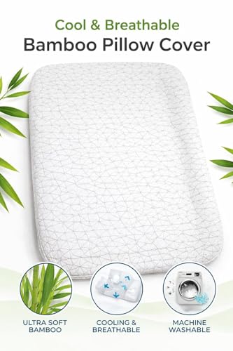 Quilted Bamboo Pillow Protector - Queen Cooling Pillow Cover with Zipper