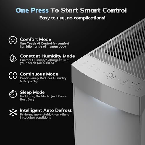 74 Pint Energy Star Dehumidifier with Drain Hose for Basement