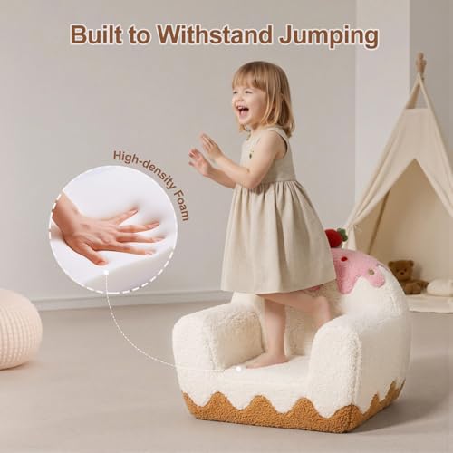 Soft Sherpa Toddler Sofa Chair with Book Pocket for Kids Ages 1-6