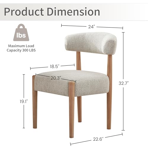 Upholstered Dining Chairs Set of 4, Modern Chenille Kitchen Chairs with Rubberwood Legs