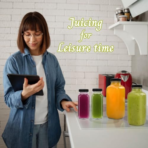 12 Pack 8 oz Glass Juice Bottles with Leak-Proof Lids and Cleaning Brush