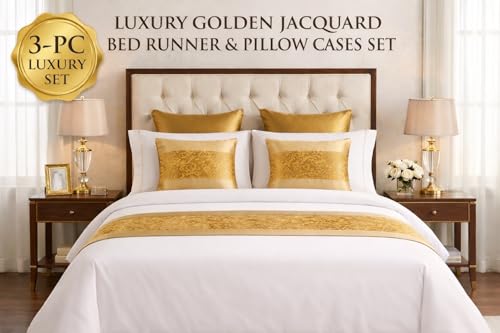SEESNOW Elegant Jacquard Bed Runner Set with 2 Matching Pillow Covers