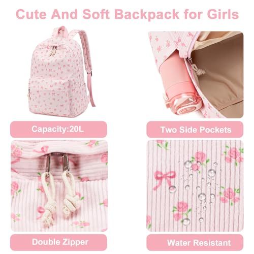 Lightweight School Backpack Set for Teen Girls with Lunch Box & Pencil Case