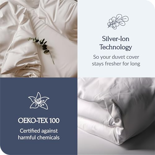 Eucalyptus Duvet Cover - Soft TENCEL Lyocell, Full/Queen Size, Silver Infused for Odor Control