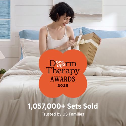 Queen Comforter Set - 3-Piece Soft All-Season Beige Bed Set with Pillow Shams
