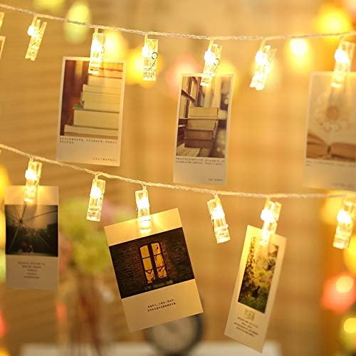 Skiennix 50 LED Photo Clip Starry Lights - Remote-Controlled Fairy Twinkle Lights | 16.4ft Warm White for Home Decor & Festivals