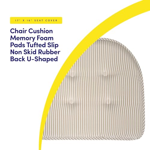 U-Shaped Memory Foam Chair Cushions 17" x 16" - Non-Slip Pads, Set of 4