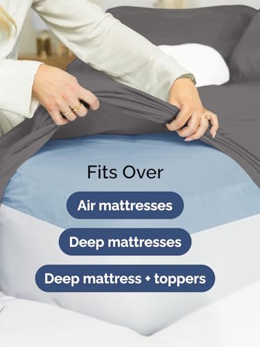 CGK Unlimited Extra Deep Pocket Queen Sheet Set - 6 Piece Grey Cooling Microfiber Bed Sheets