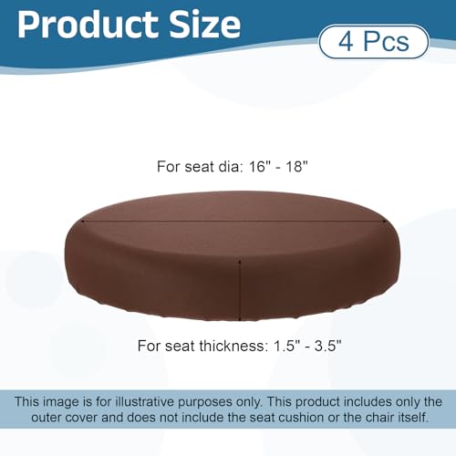 Round Bar Stool Covers - 4 Pack, Washable, Elastic, Dark Brown