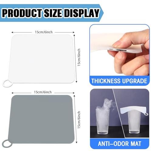 6-Pack Silicone Drain Covers - 6x6 Inch Flat Tub Stopper for Odor Control