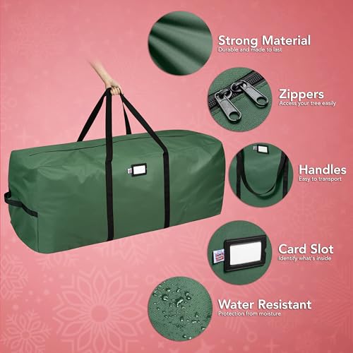 Holiday Spirit 9 Ft Tree Storage Bag - Heavy Duty 600D Canvas with Dual Zippers