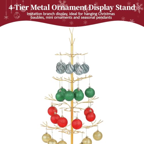 Gold 4-Tier Ornament Display Tree - Tabletop Metal Christmas Stand by XUEMEKO