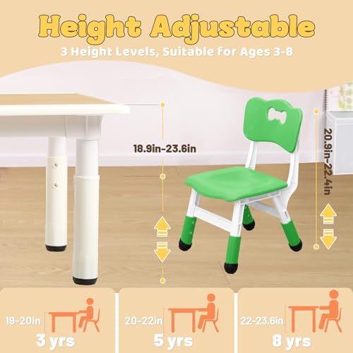 Height Adjustable Kids Table and 4 Chairs Set for Arts, Crafts, and Play