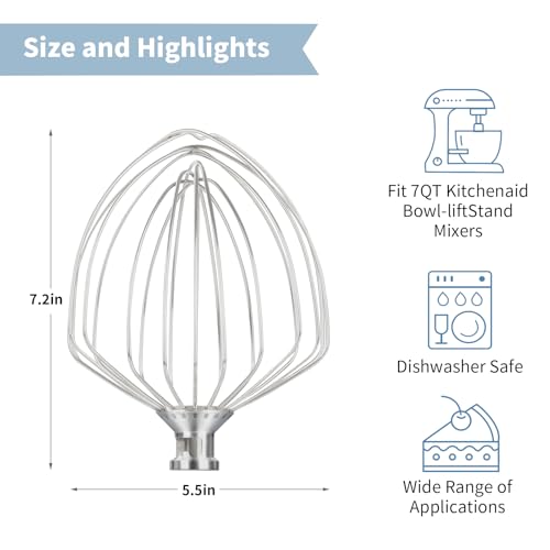 Stainless Steel Whisk Attachment for 7-Quart Lift-Bowl Stand Mixers