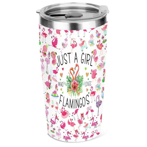Girl Flamingo 20oz Stainless Steel Vacuum Insulated Tumbler - Animal Lovers Gift