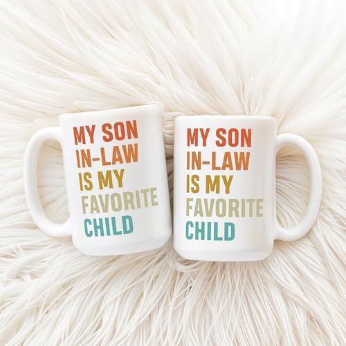 FluffStyle 15 Oz Funny Son-in-Law Mug - My Favorite Child Coffee Cup Gift from In-Laws