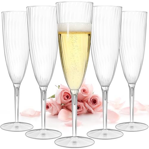 36 Pack Clear Plastic Champagne Flutes 6oz Disposable Glasses for Parties