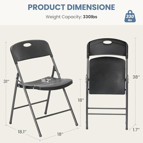Folding Chairs 2-Pack, Heavy Duty Portable Steel Dining Chairs for Indoor Outdoor