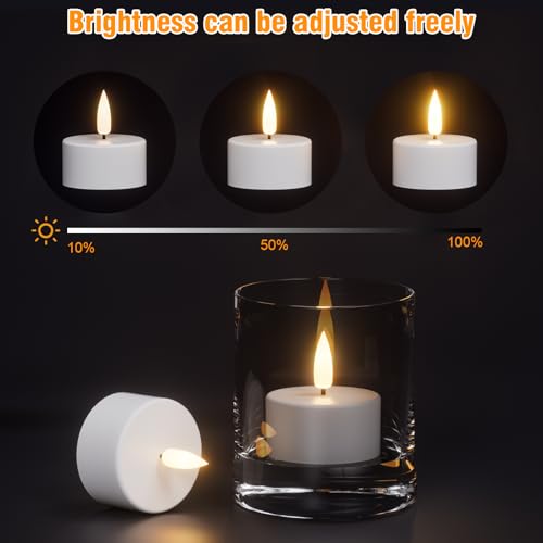 Lasumora Rechargeable White Tea Light Candles with Remote & Charging Base 12-Pack