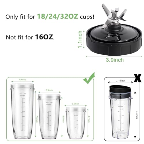 7-Fin Blender Replacement Blade for 18/24/32oz Cups Stainless Steel