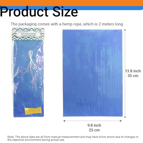 Blue and Orange Tissue Paper Tassel Garland - 20 Piece DIY Party Banner