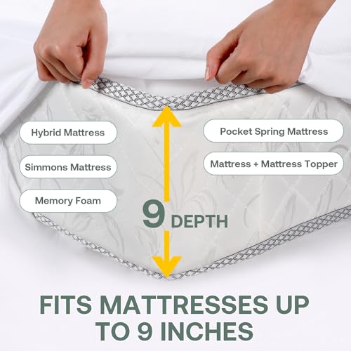 Waterproof Zippered Mattress Protector, Queen Size 60x80, 10 Inch Deep