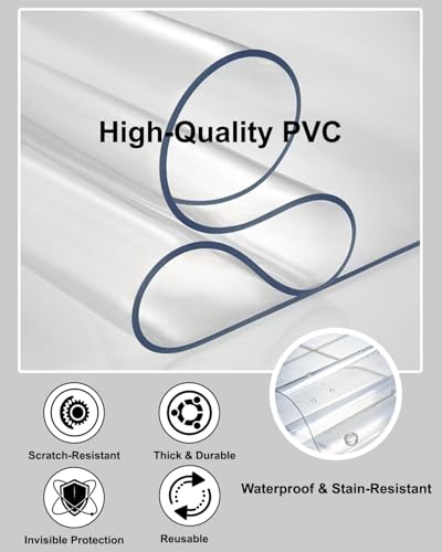 3'x5' Clear Vinyl Floor Protector Mat with 16 Anti-Slip Stickers
