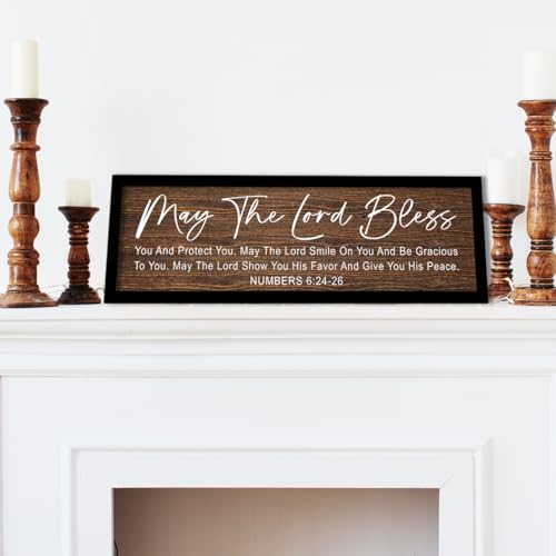 YEOION Number 6:24-26 Scripture Wall Decor Wooden Framed, Wood Grain Finish