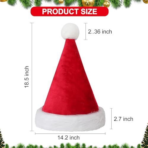 Jevrench 10-Pack Adult Santa Hats Bulk Double Layer Christmas Hats