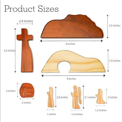 Wooden Resurrection Scene - Handcrafted Easter Empty Tomb & Cross Decor