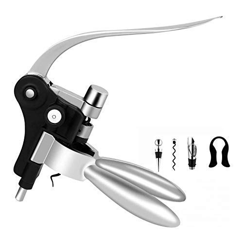 Stainless Steel Wine Bottle Opener Set with Corkscrew, Foil Cutter, Stopper & Spiral