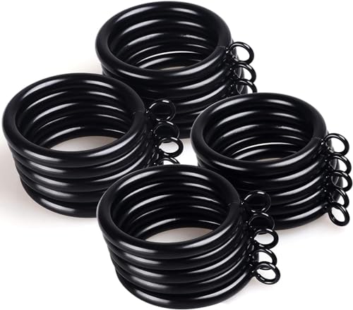 24-Pack Black Wooden Curtain Rings, 2.2-Inch Inner Diameter Beechwood Rings