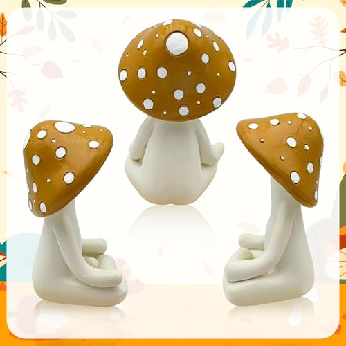 Meditation Mushroom Resin Figurine - Funny Yoga Decor for Home & Office