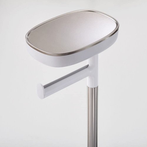 Joseph Joseph EasyStore Butler Toilet Paper Holder Stand and Spare Roll Storage with Shelf and Drawer, Stainless Steel
