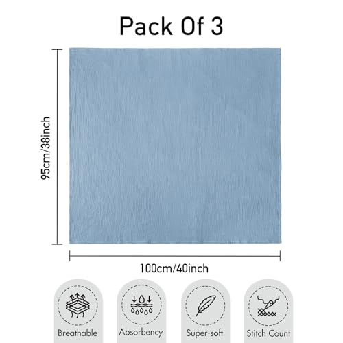 GLLQUEN BABY 100% Cotton Muslin Swaddle Blankets, 3-Pack Soft Baby Wraps
