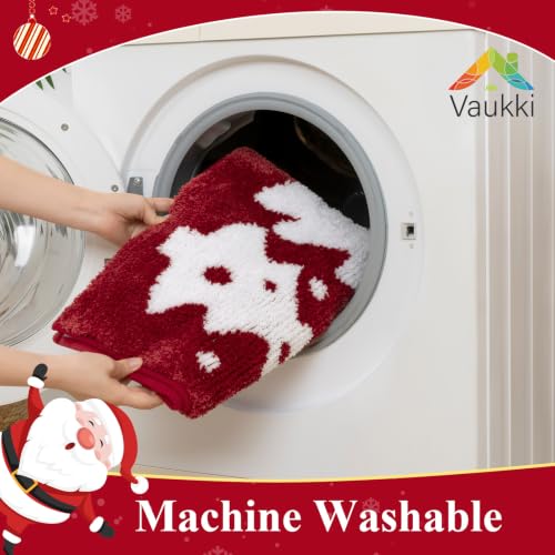 Vaukki Christmas Bathroom Rug Set 2 Pieces, 20'' x 32'' + 20'' x 32'', Non-Slip Microfiber Floor Mats for Holiday Decor