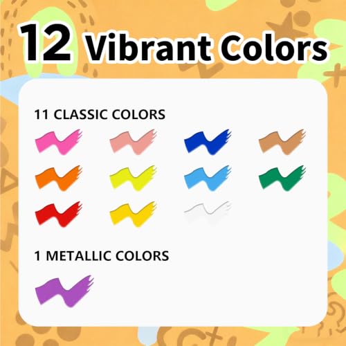 Neon Jumbo Acrylic Paint Markers - 12 Vibrant Colors, 15mm Graffiti Pens