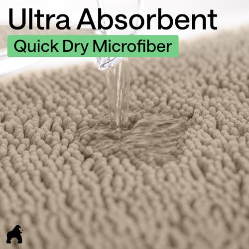 2-Piece Chenille Bath Rug Set, Absorbent Microfiber Bathroom Mats