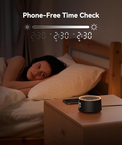 White Noise Machine Alarm Clock for Sleep - 25 Soothing Sounds & Dimmable Display