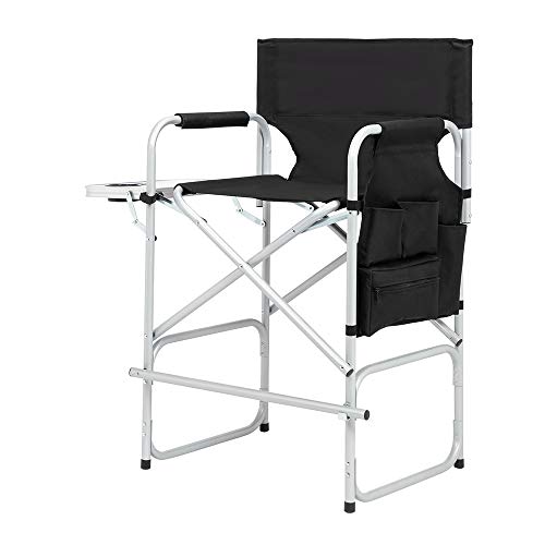 Portable 26-Inch Folding Director Chair with Side Table and Storage Bag
