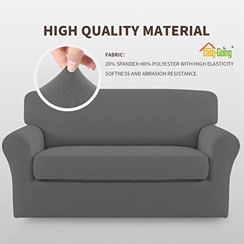 Stretch Loveseat Slipcover – Washable Fitted Sofa Cover in Grey