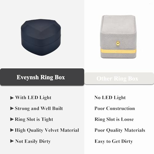 Heart-Shaped LED Lighted Engagement Ring Box - Romantic Jewelry Gift Case