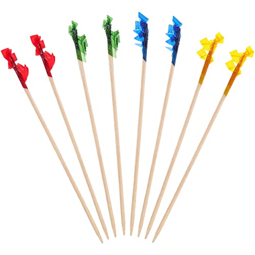 RENYIH 1200 Pcs 4-Inch Wooden Frill Toothpicks for Appetizers & Drinks